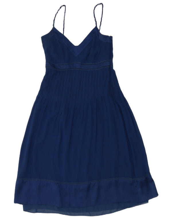 Karen Millen Rochie de soare pentru femei UK 10 Mic din mătase bleumarin