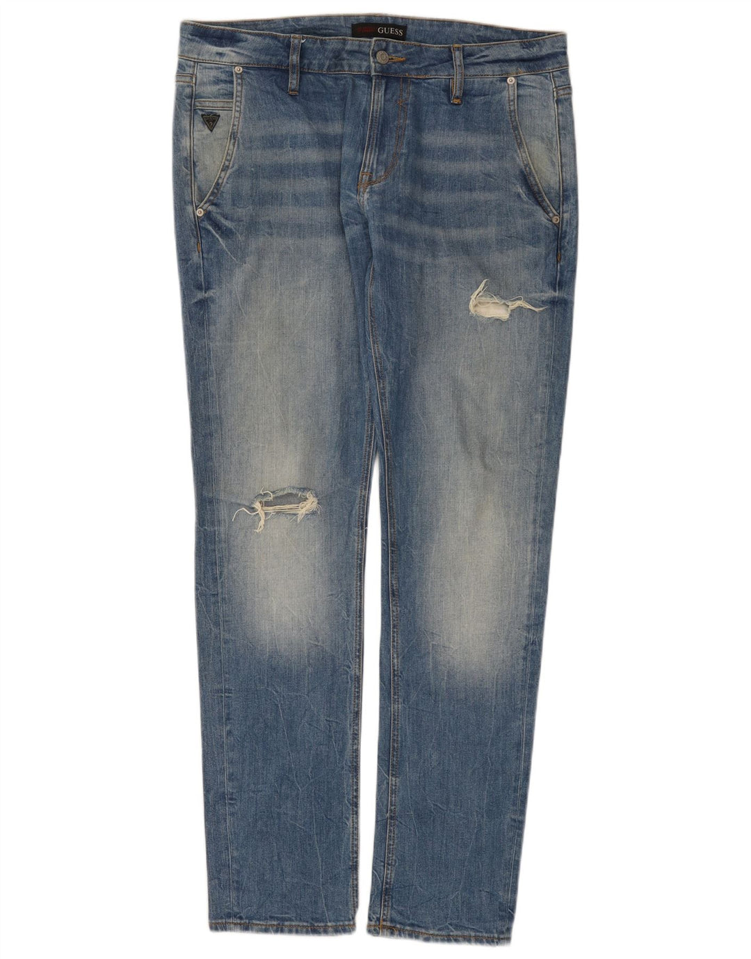 Blugi slim pentru bărbați Guess Distressed W33 L32 Bumbac albastru