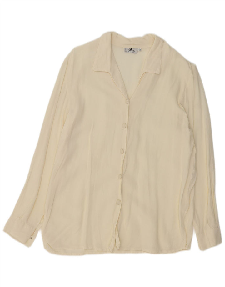 VINTAGE Womens Shirt Blouse IT 48 XL Off White