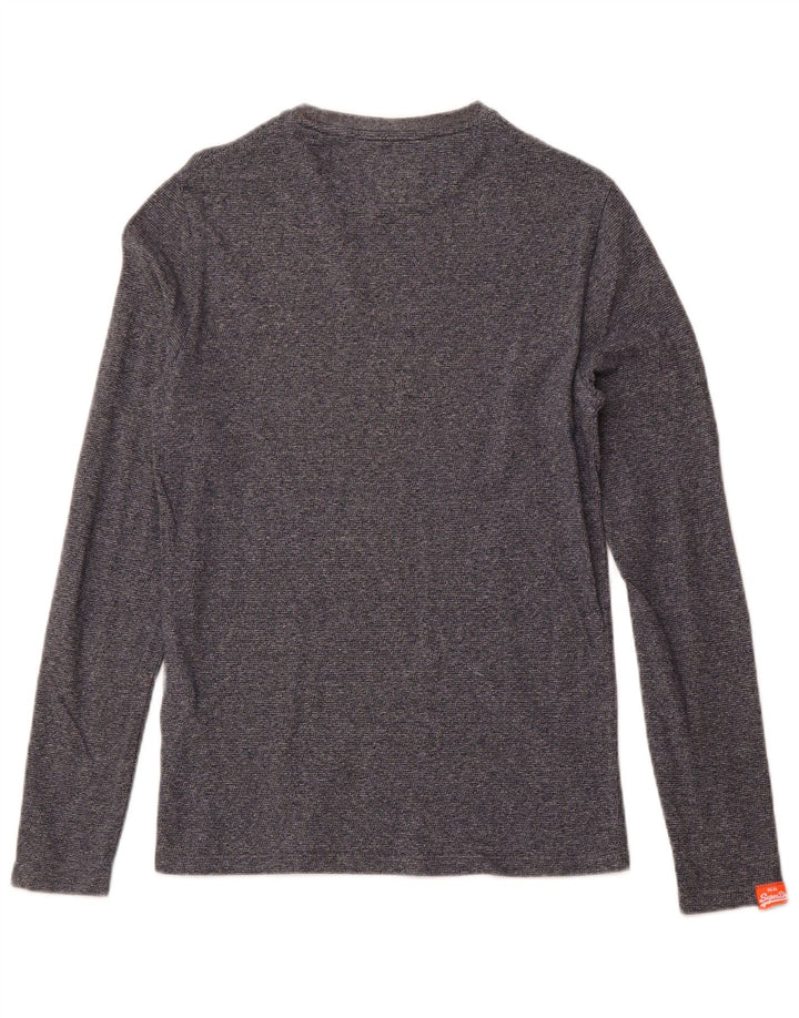 SUPERDRY Top pentru bărbați cu mânecă lungă, mic, albastru marine, bumbac cu pete