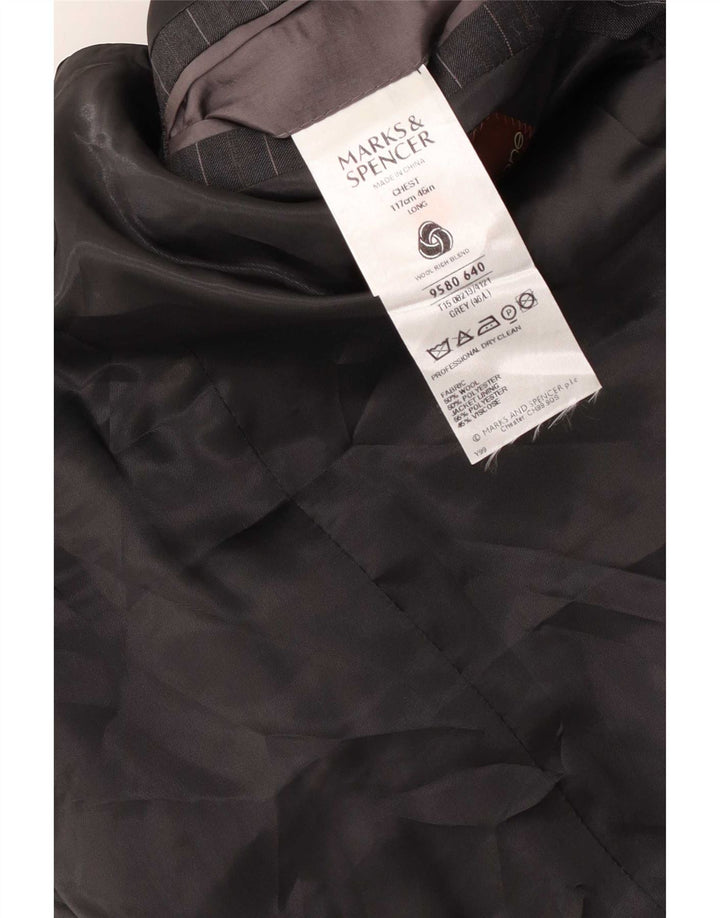 Jachetă pentru bărbați Marks & Spencer, cu 2 nasturi, UK 46 XL, lână gri cu dungi
