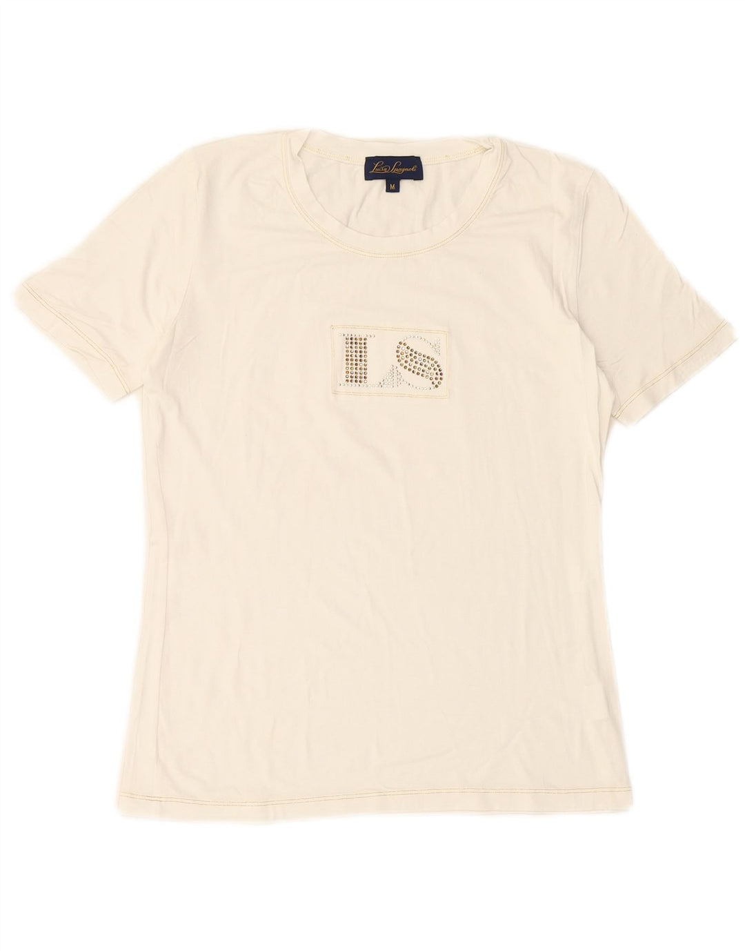 LUISA SPAGNOLI Tricou cu grafic pentru femei Top UK 14 Medium White Viscose