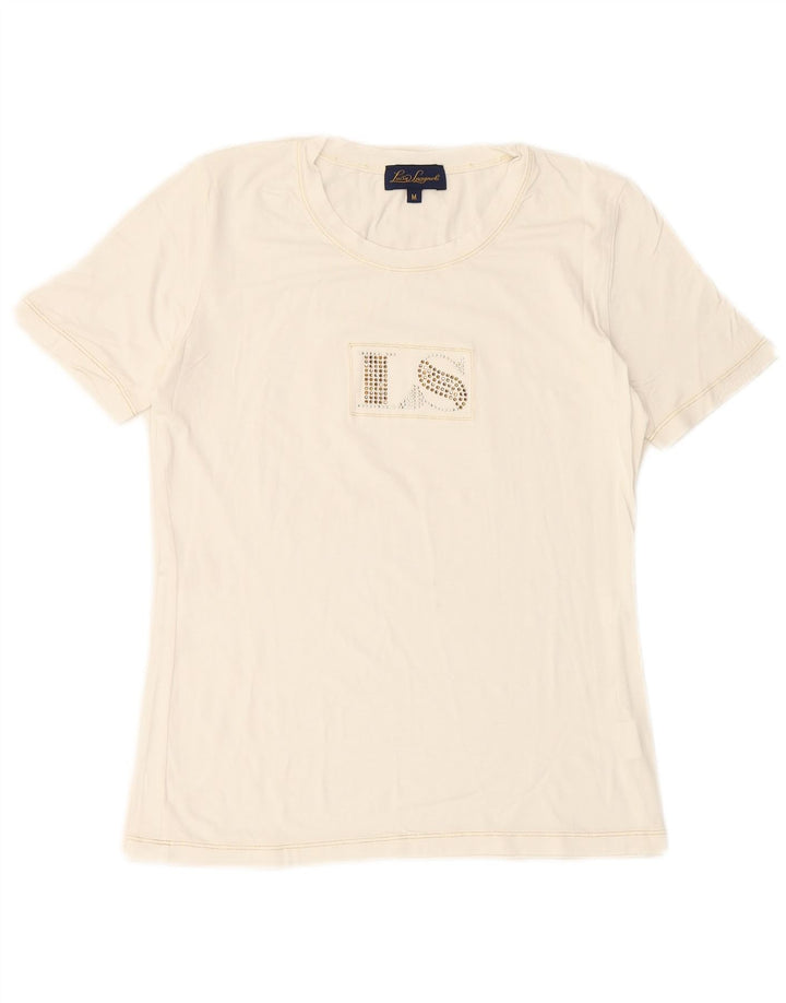 LUISA SPAGNOLI Tricou cu grafic pentru femei Top UK 14 Medium White Viscose