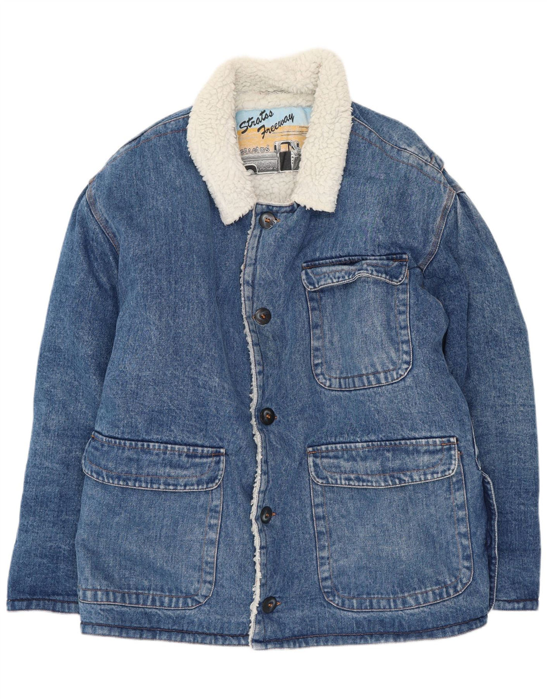 Jachetă pentru bărbați Stratos Sherpa Denim UK 38 Medium Blue Bumbac Retro