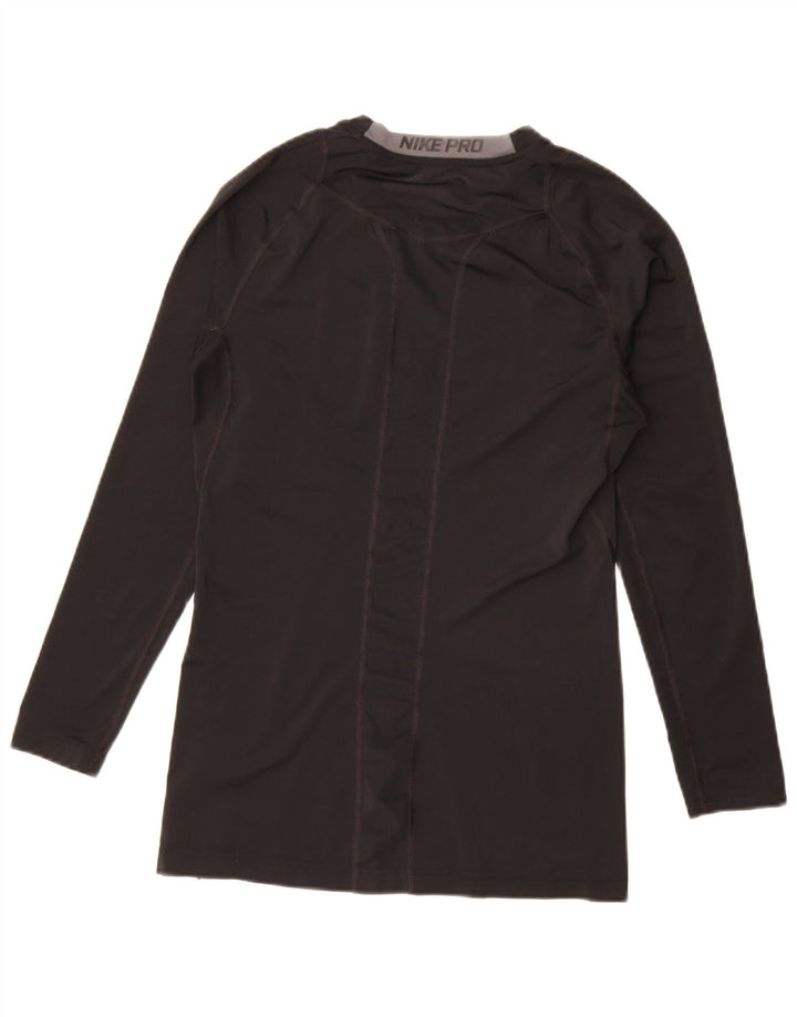 Top grafic NIKE Dri Fit pentru bărbați cu mânecă lungă, poliester mediu negru