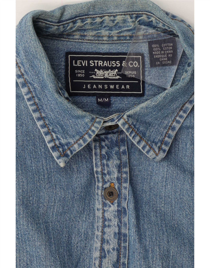 Cămașă de blugi cu mânecă scurtă pentru bărbați Levi's, bumbac albastru mediu