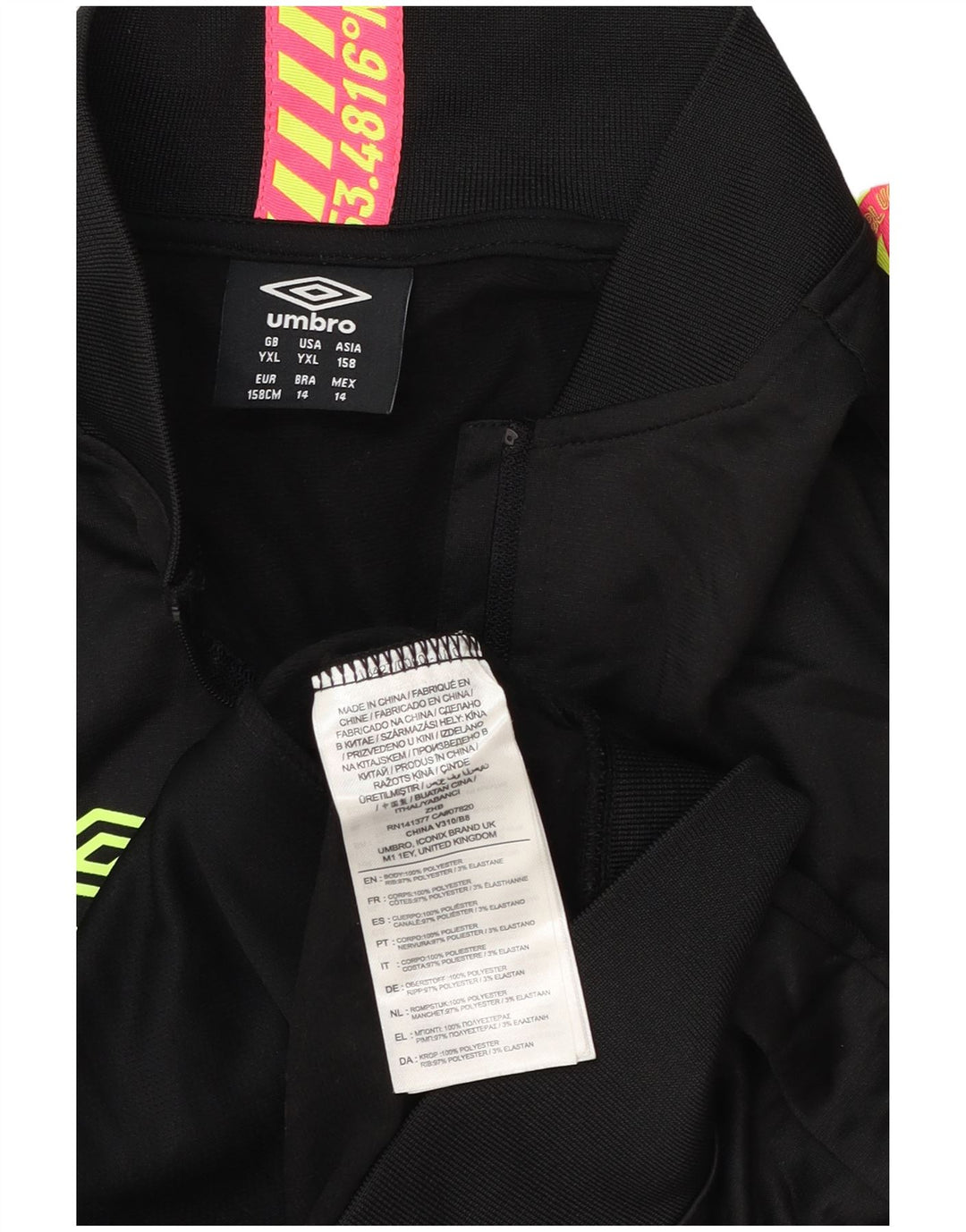 Jachetă de trening grafică Umbro pentru băieți 12-13 ani XL poliester negru