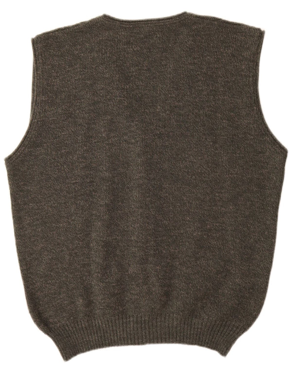 Pulover Cardigan Vintage fără mâneci pentru bărbați Mediu Kaki Geometric Acrilic