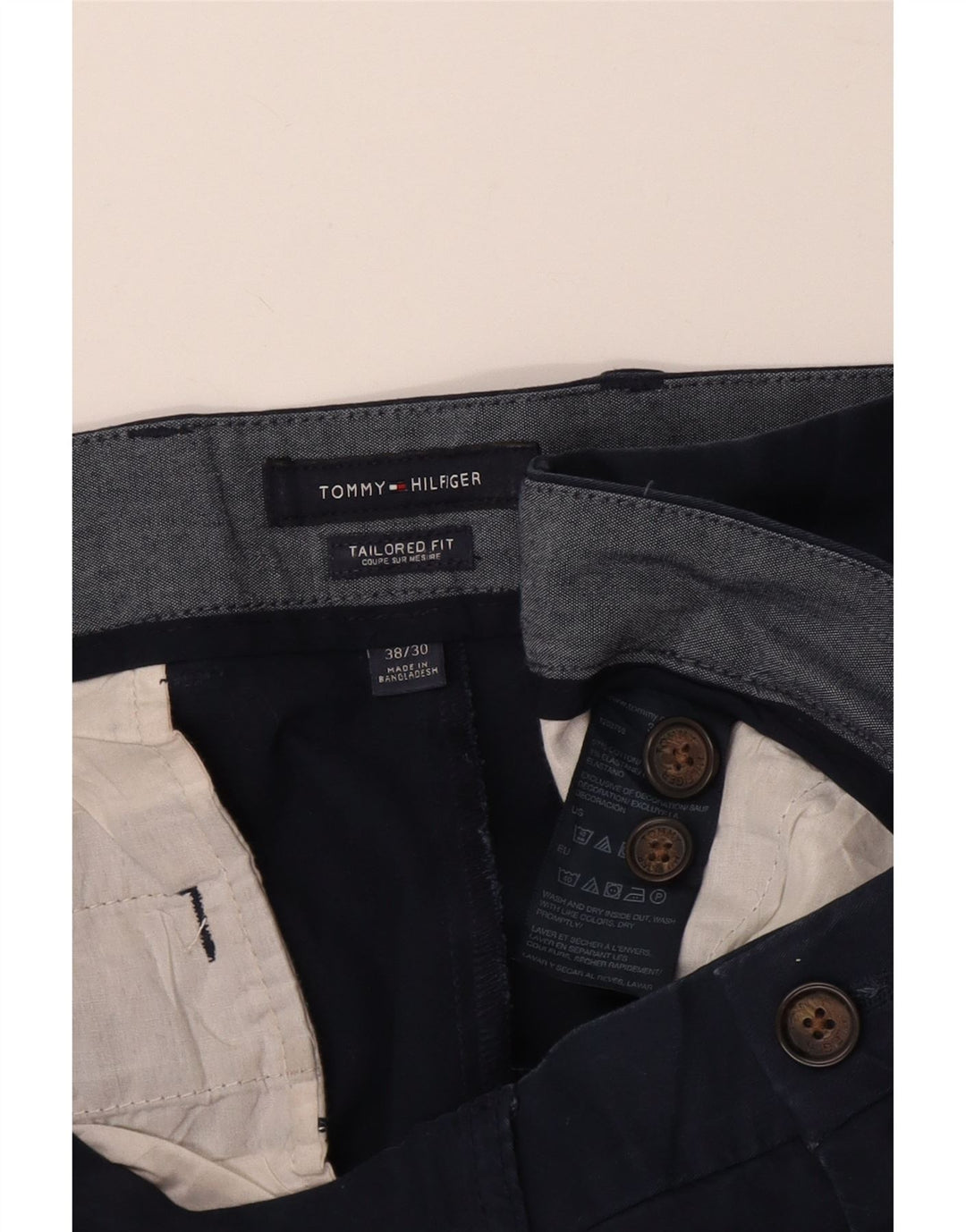TOMMY HILFIGER Pantaloni chino drepți croiți pentru bărbați W38 L30 bleumarin