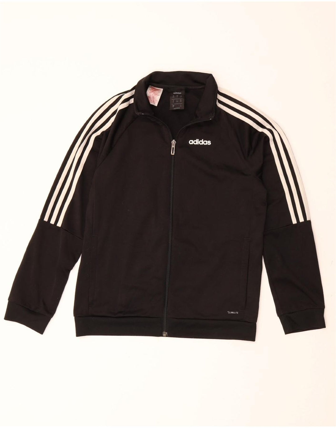 Adidas Boys Climalite Tracksuit Top Jacket 11-12 Years Black Polyester