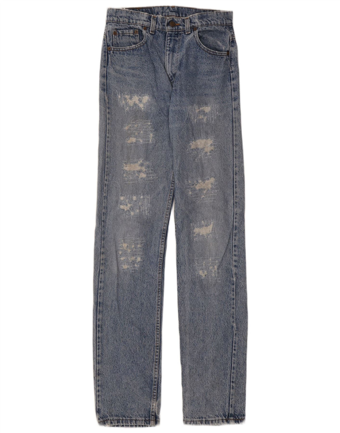 LEVI'S Womens Distressed Straight Jeans W30 L36 Blue Cotton