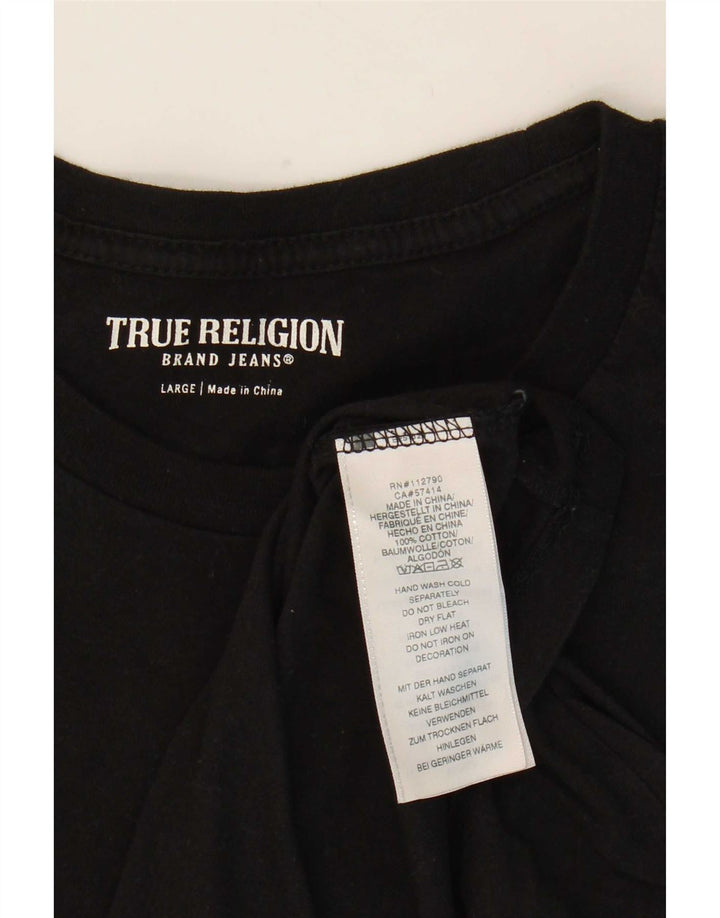 True Religion Tricou grafic pentru bărbați Top mare din bumbac negru