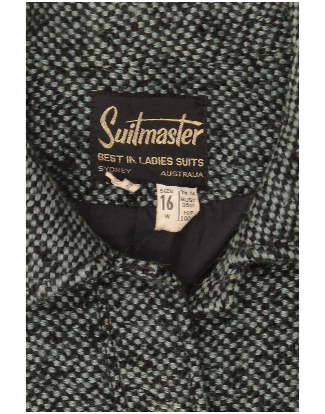 Jachetă pentru femei VINTAGE cu 6 nasturi, UK 16, lână mare, gri pete