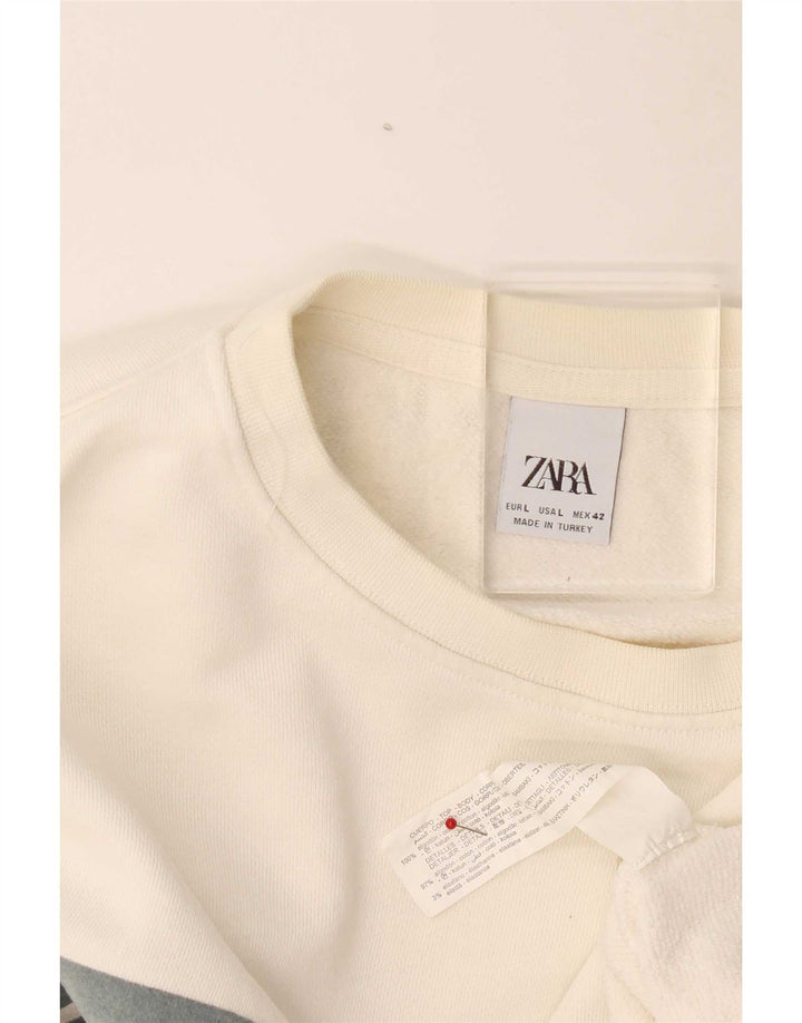 Pulover pentru bărbați Zara, mare, alb, color block, bumbac