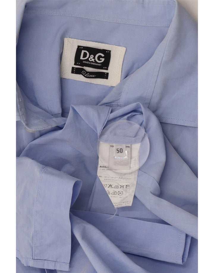 Cămașă pentru bărbați Dolce & Gabbana Slim Fit IT 50 Bumbac albastru mediu