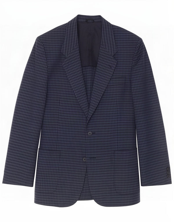 Vintage Mens 2 Button Blazer Jacket IT 50 Large Navy Blue Gingham