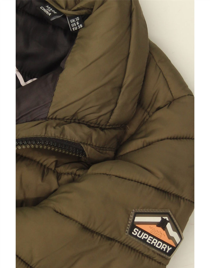 SUPERDRY Womens Padded Jacket UK 10 Small  Khaki Nylon Vintage Superdry and Second-Hand Superdry from Messina Hembry 