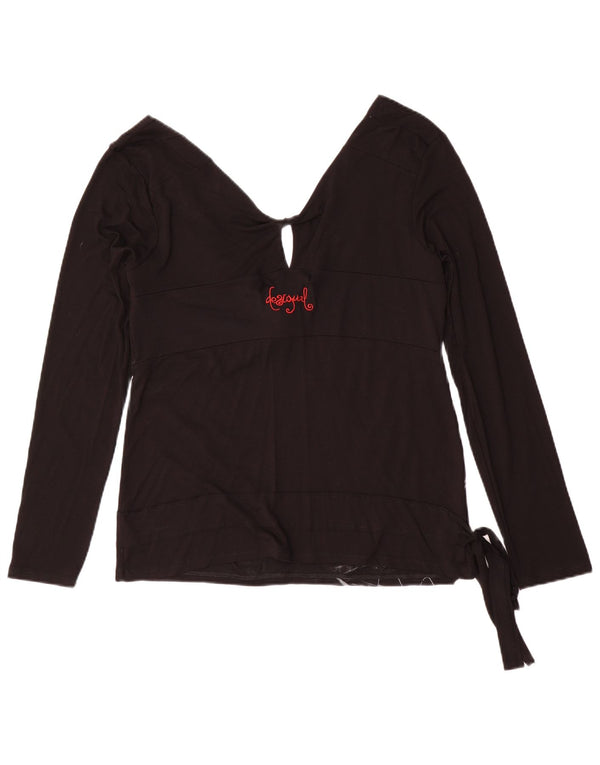 Bluză cu mânecă lungă cu grafic pentru femei Desigual UK 18 XL, viscoză neagră