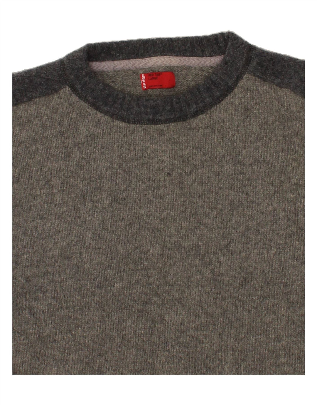 LEVI'S Pulover pentru bărbați cu decolteu rotund, mare, gri, lână de miel color bloc