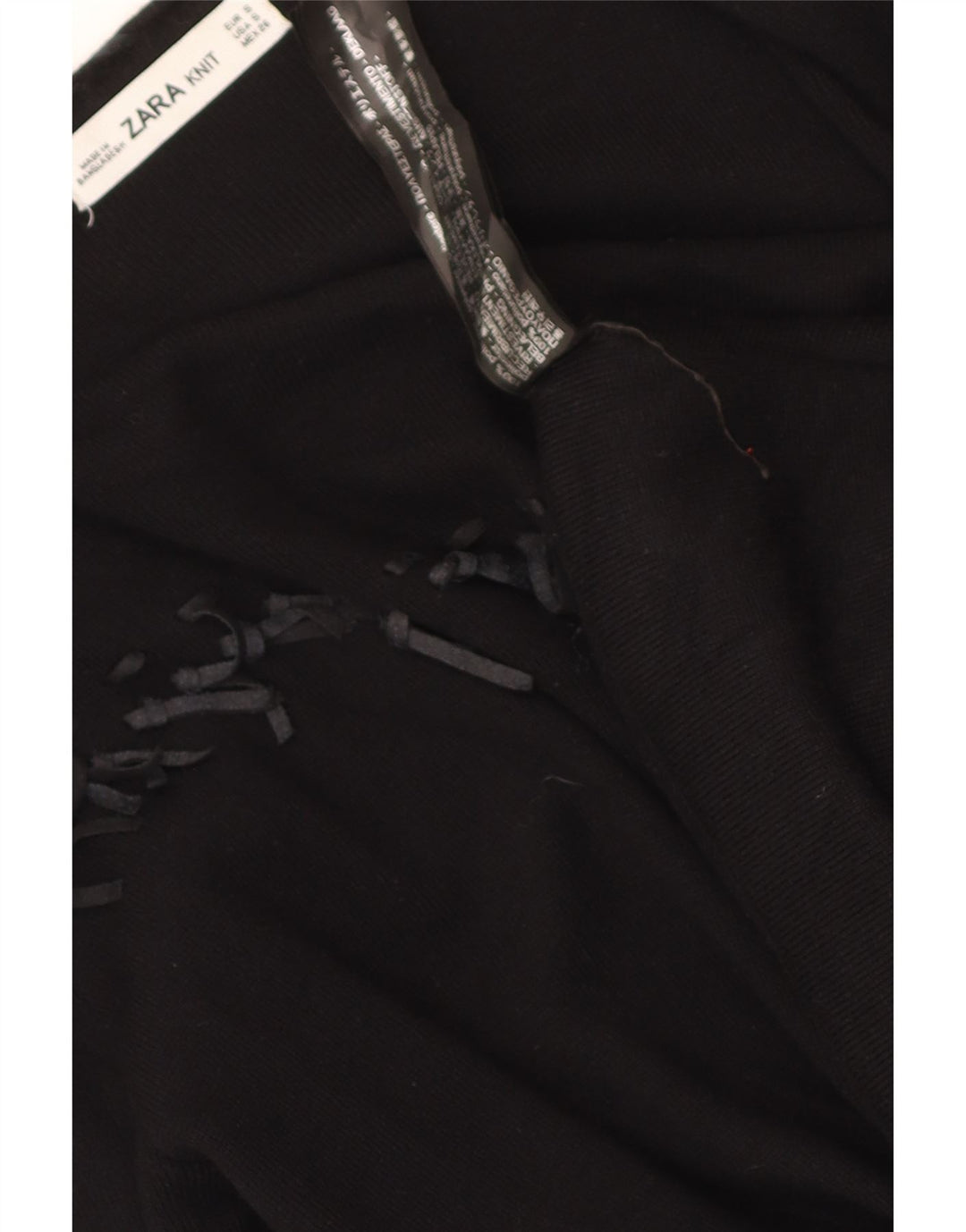 Pulover cardigan deschis asimetric pentru femei Zara UK 10 Poliester negru mic