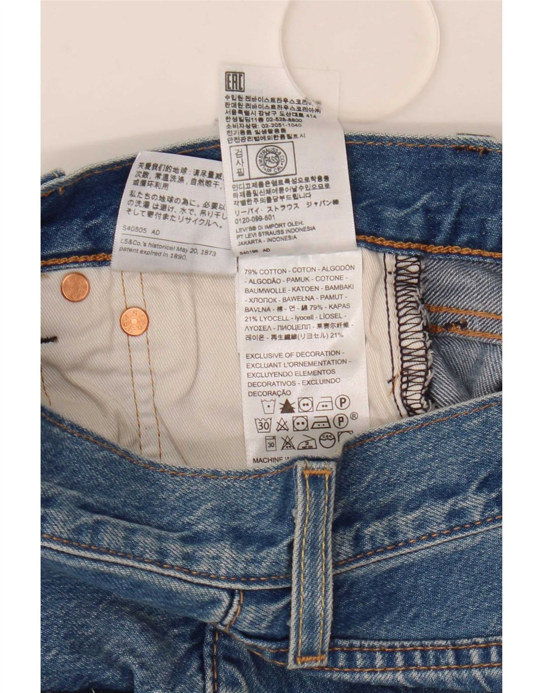 Blugi drepti pentru femei Levi's 501 W26 L30 Bumbac albastru