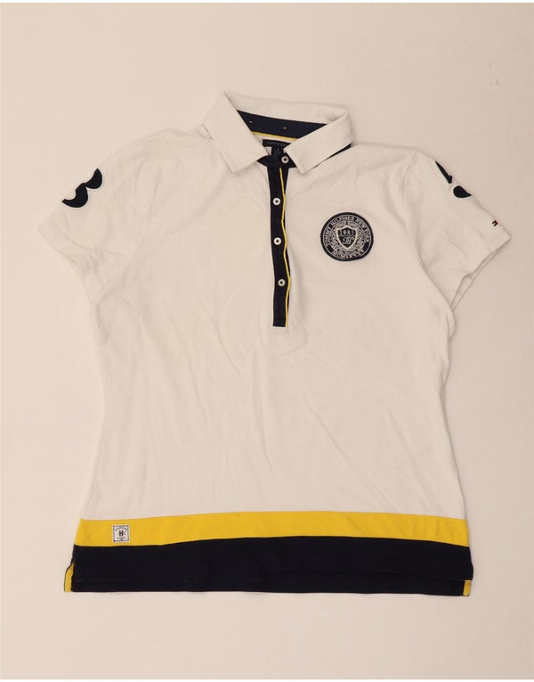 Tricou polo cu grafic pentru femei Tommy Hilfiger UK 18 XL, alb, bloc de culoare