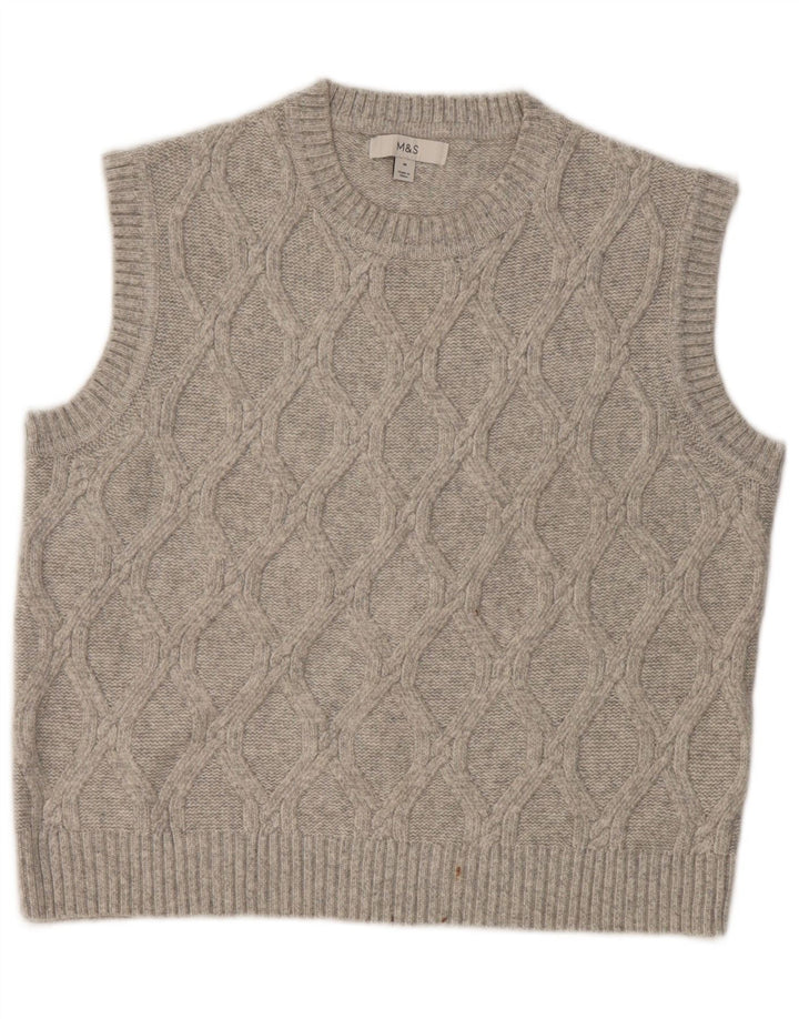 Marks & Spencer Womens Vest Tank Top UK 14 Medium Gri Poliester