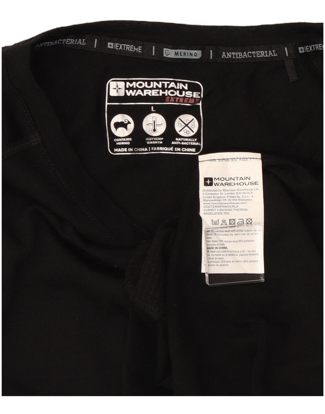 Tricou Bărbați Mountain Warehouse Top Mare Lână Neagră