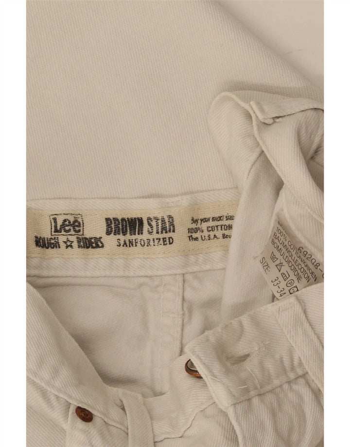 Blugi Lee Riders Cropped W33 L24 Bumbac alb