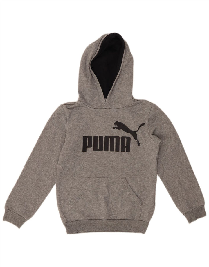 Pulover cu glugă grafic PUMA pentru băieți 9-10 ani, gri