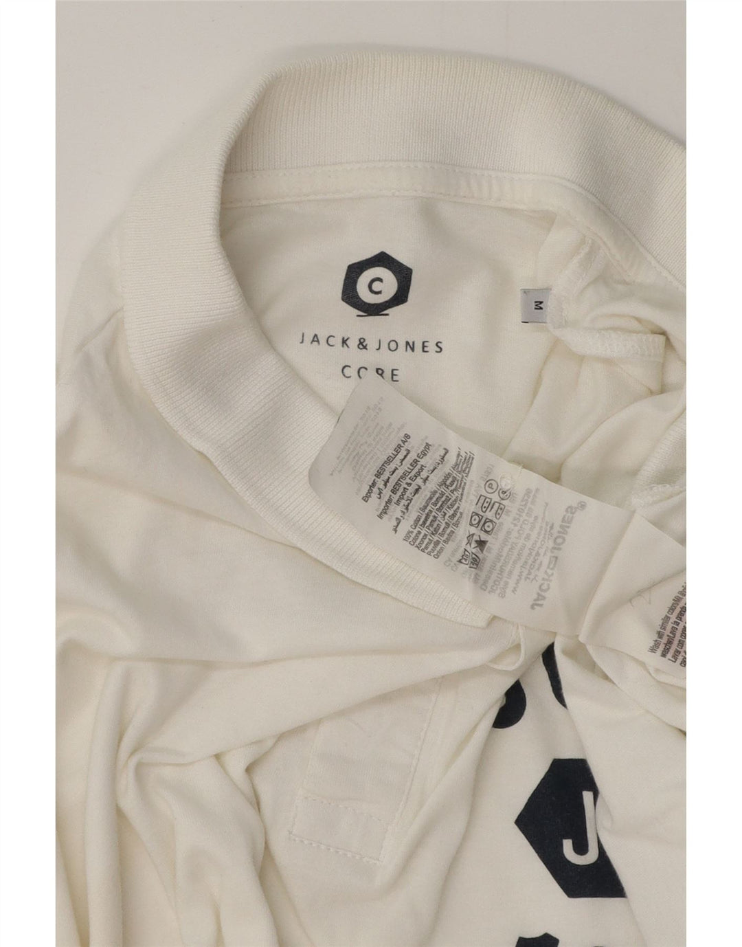 JACK & JONES Tricou polo cu grafică pentru bărbați din bumbac alb mediu