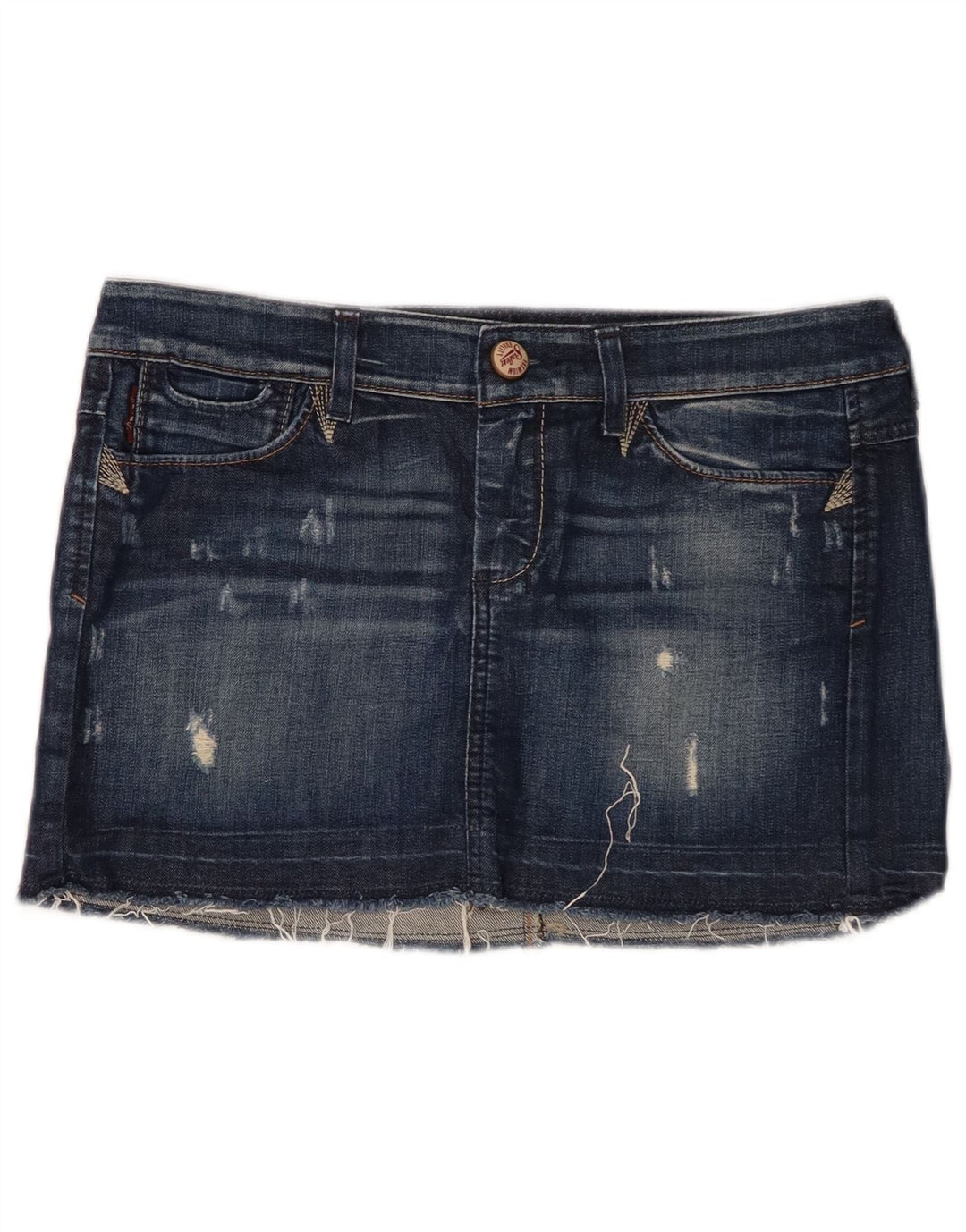 Fusta de blugi Sisley pentru femei distressed W28 Medium Bluemarin Bumbac