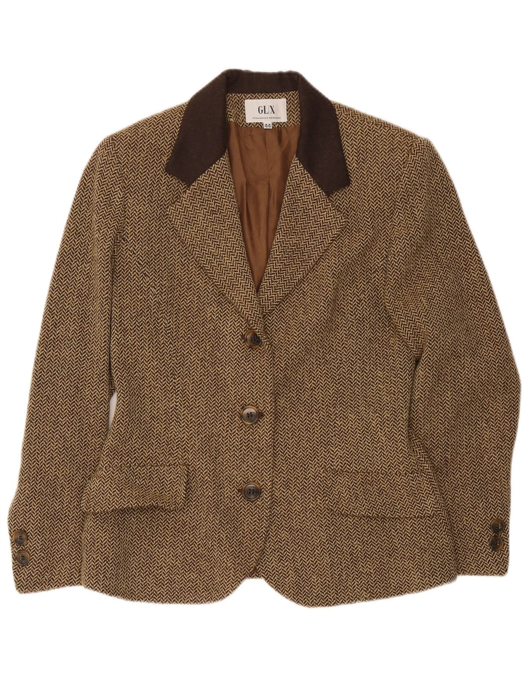 Jachetă Ginalebole pentru femei, cu 3 nasturi, IT 44 Medium Brown Herringbone