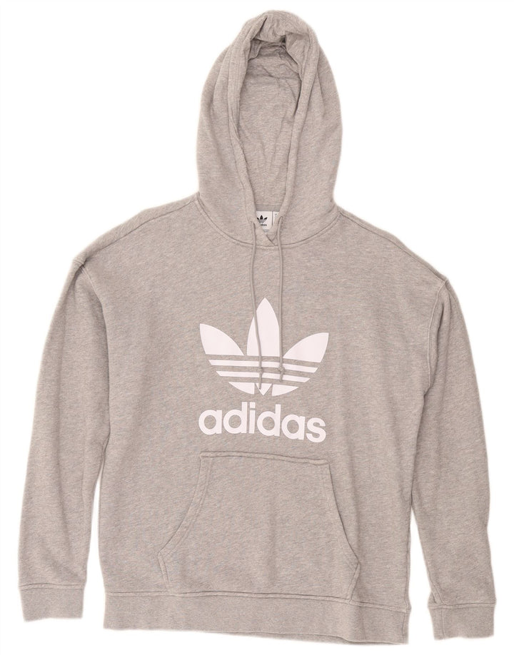 ADIDAS Pulover supradimensionat cu capota pentru femei UK 8 Bumbac gri mic