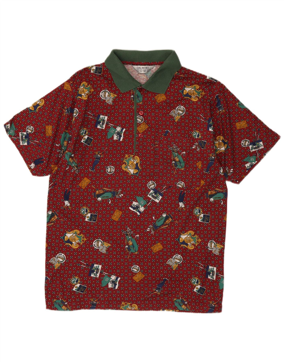 DALMINE Tricou polo pentru bărbați cu model abstract IT 48 Medium Maroon Spotted