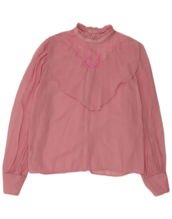 Bluză vintage cu mâneci lungi pentru femei UK 14 Medium Pink Lână