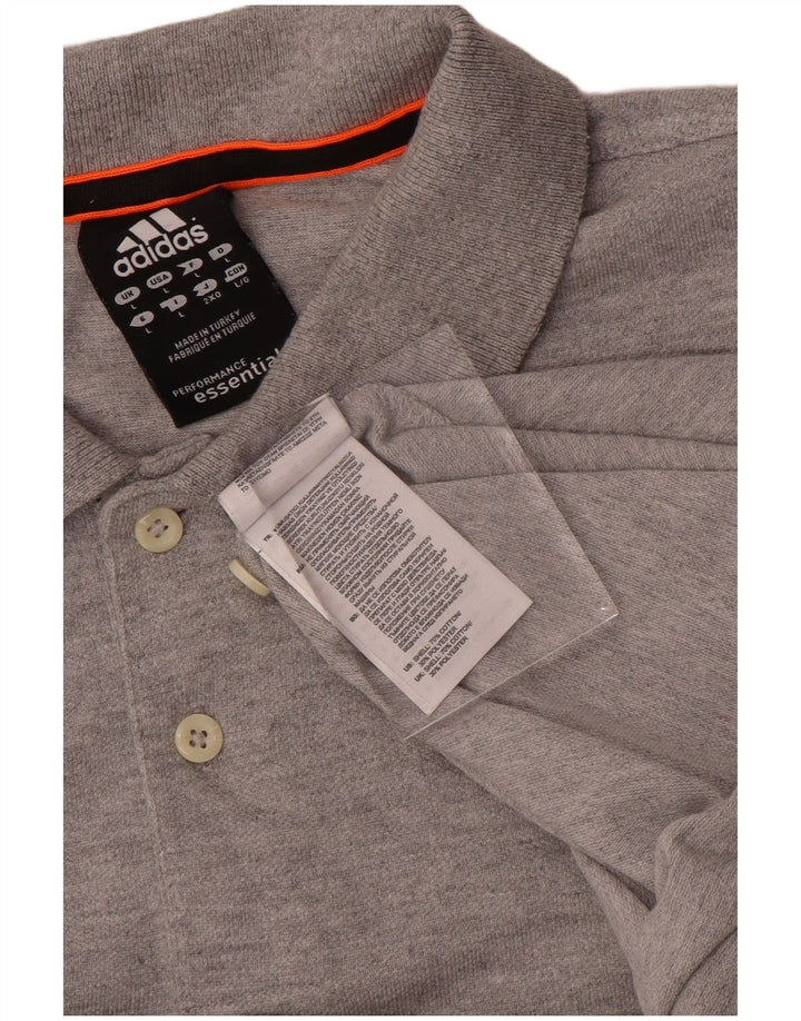 Tricou polo Adidas Climalite pentru bărbați, bumbac gri mare