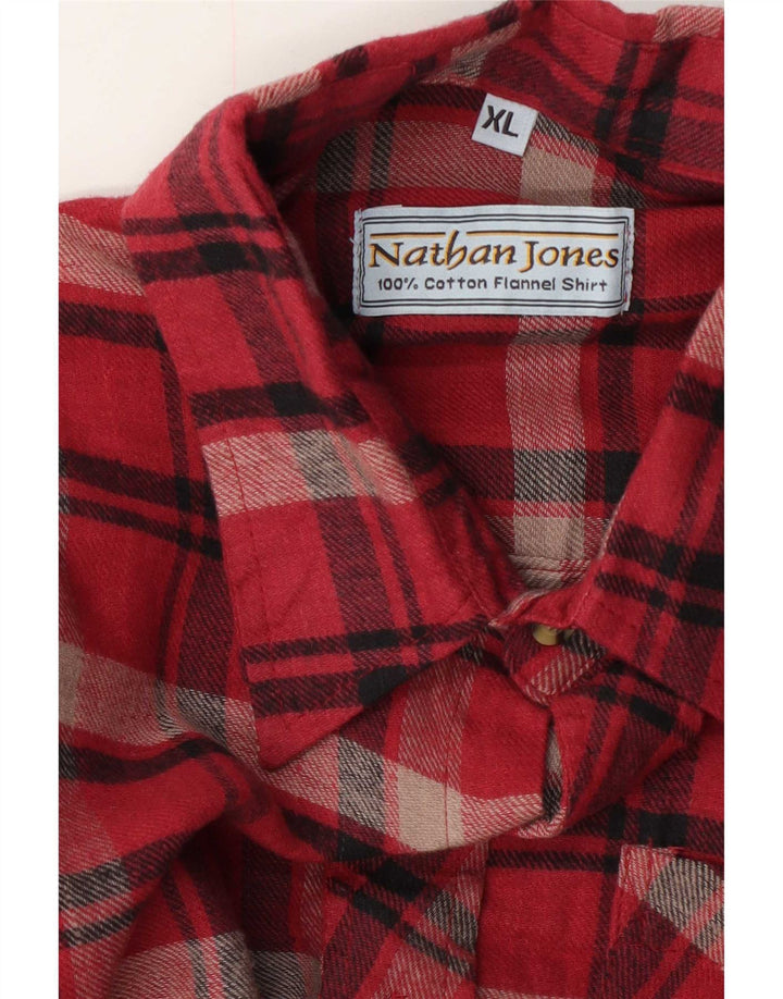 Cămașă de flanel pentru bărbați Nathan Jones, bumbac roșu cu carouri XL