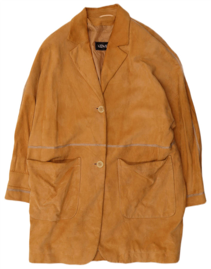 KEMPER Pardesiu supradimensionat din piele intoarsa pentru femei EU 40, maro mediu, piele