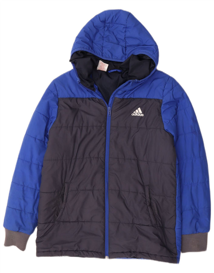 Jachetă căptușită cu glugă Adidas pentru băieți 13-14 ani, albastru, poliester