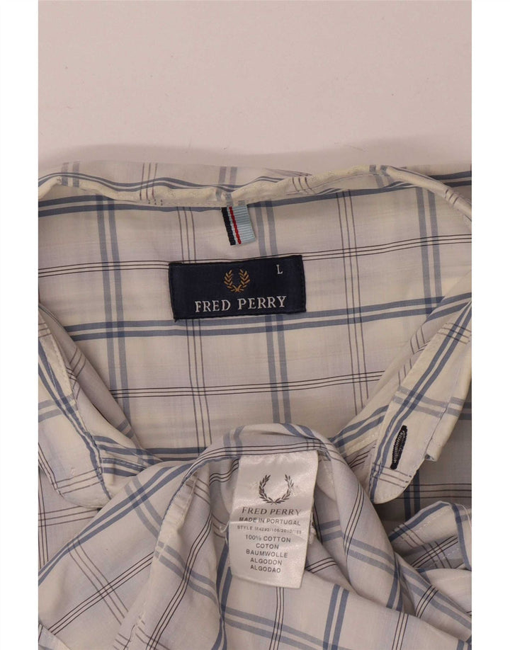 Cămașă cu mânecă scurtă pentru bărbați Fred Perry, bumbac cu carouri albe mari