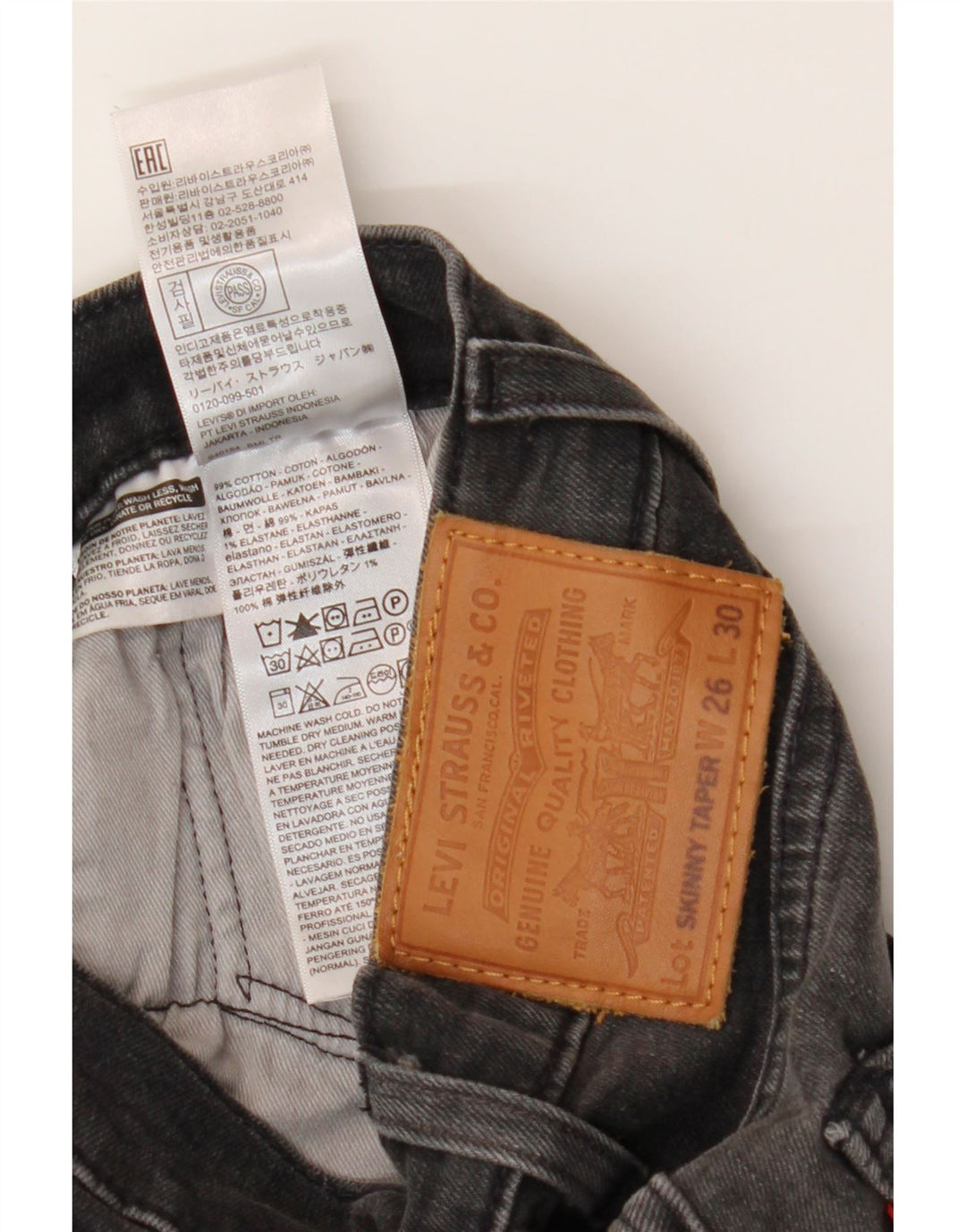 Blugi skinny conici pentru bărbați LEVI'S W26 L30 bumbac gri