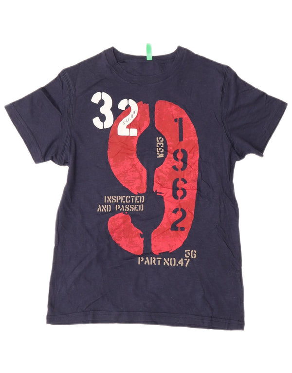 Tricou grafic Benetton pentru băieți Top 11-12 ani 2XL bumbac bleumarin