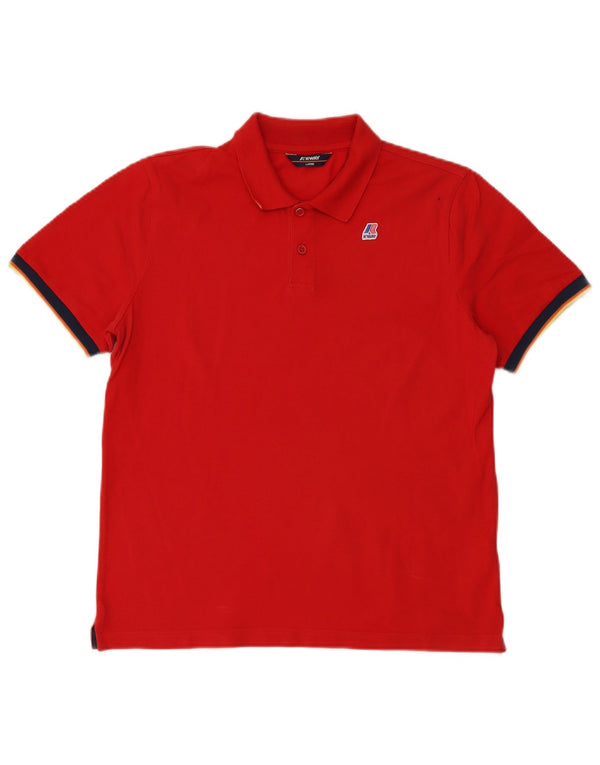 Tricou polo pentru bărbați K-Way, mare, roșu, din bumbac color bloc