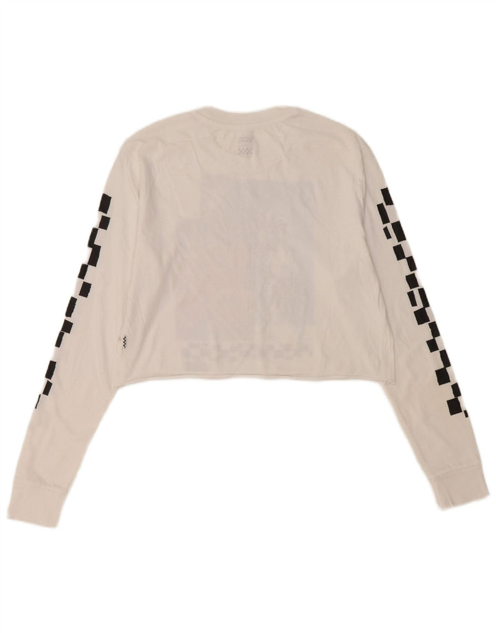 VANS Crop Graphic Top pentru femei cu mânecă lungă UK 6 XS Alb