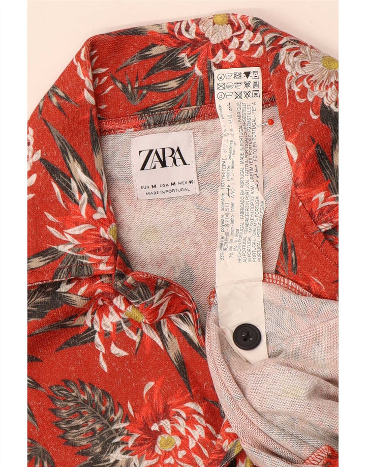 Cămașă cu mânecă scurtă pentru bărbați Zara, roșu mediu, poliester floral