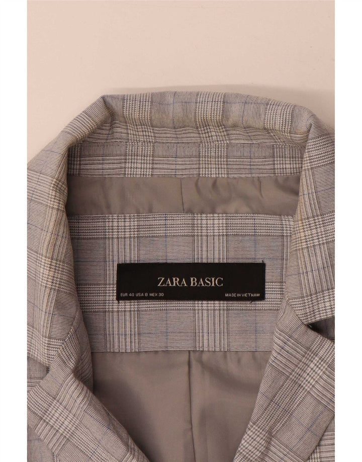 Blazer pentru femei Zara cu 1 nasture EU 40 Gri Mediu Picior de Puie