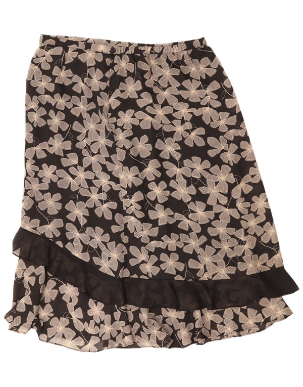 Fusta dreaptă pentru femei vintage UK 22 3XL W40 Poliester floral negru