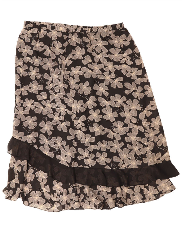 Fusta dreaptă pentru femei vintage UK 22 3XL W40 Poliester floral negru