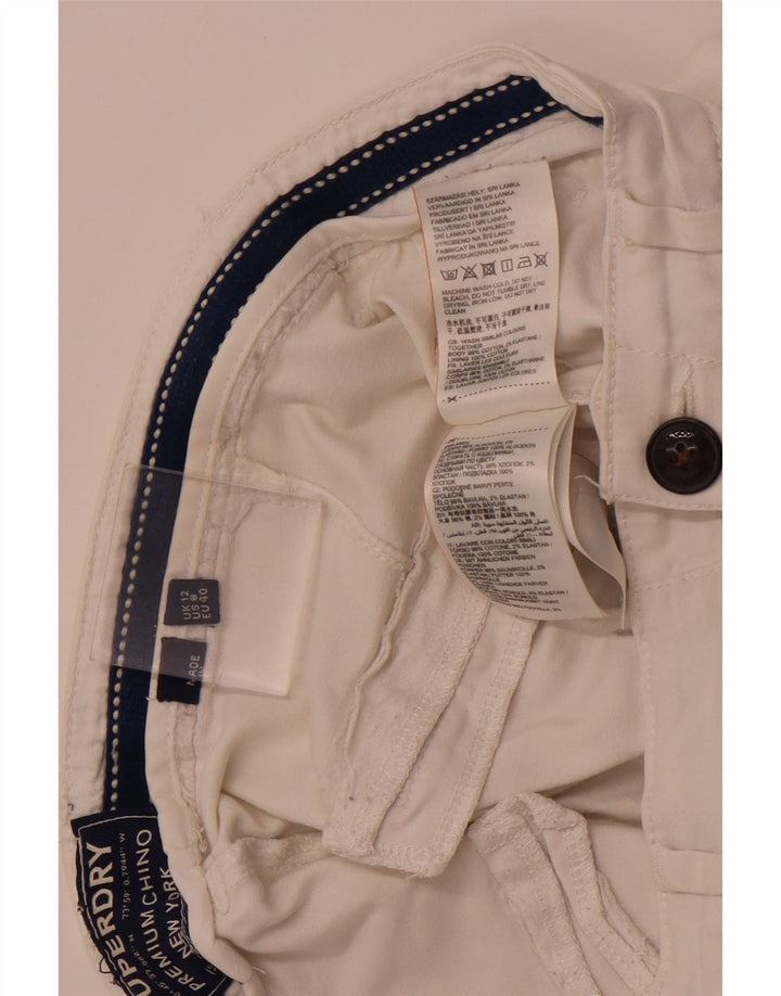 SUPERDRY Pantaloni chino subțiri pentru femei UK 12 Medium L32 L29 Bumbac alb